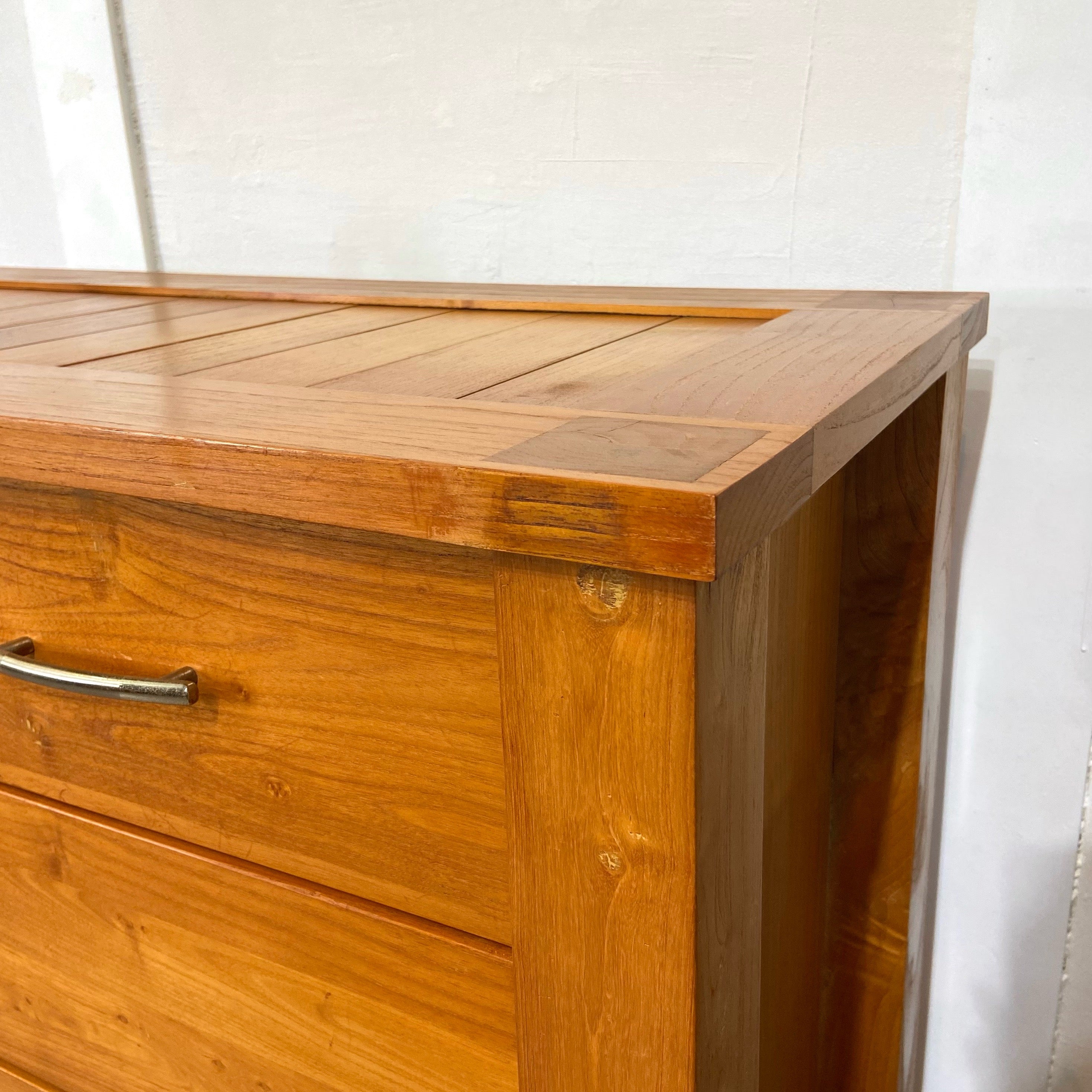 チーク無垢材 チェスト 衣類収納 中古 タンス 4段チェスト W96 収納