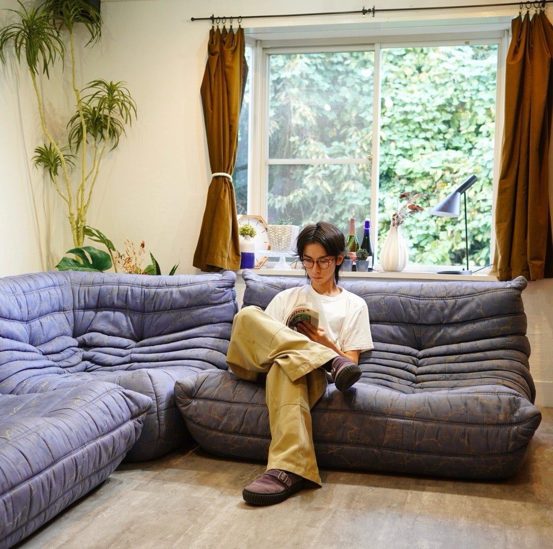 リーン・ロゼ ligne roset トーゴ コーナーソファ 1人掛け 中古 ブルー