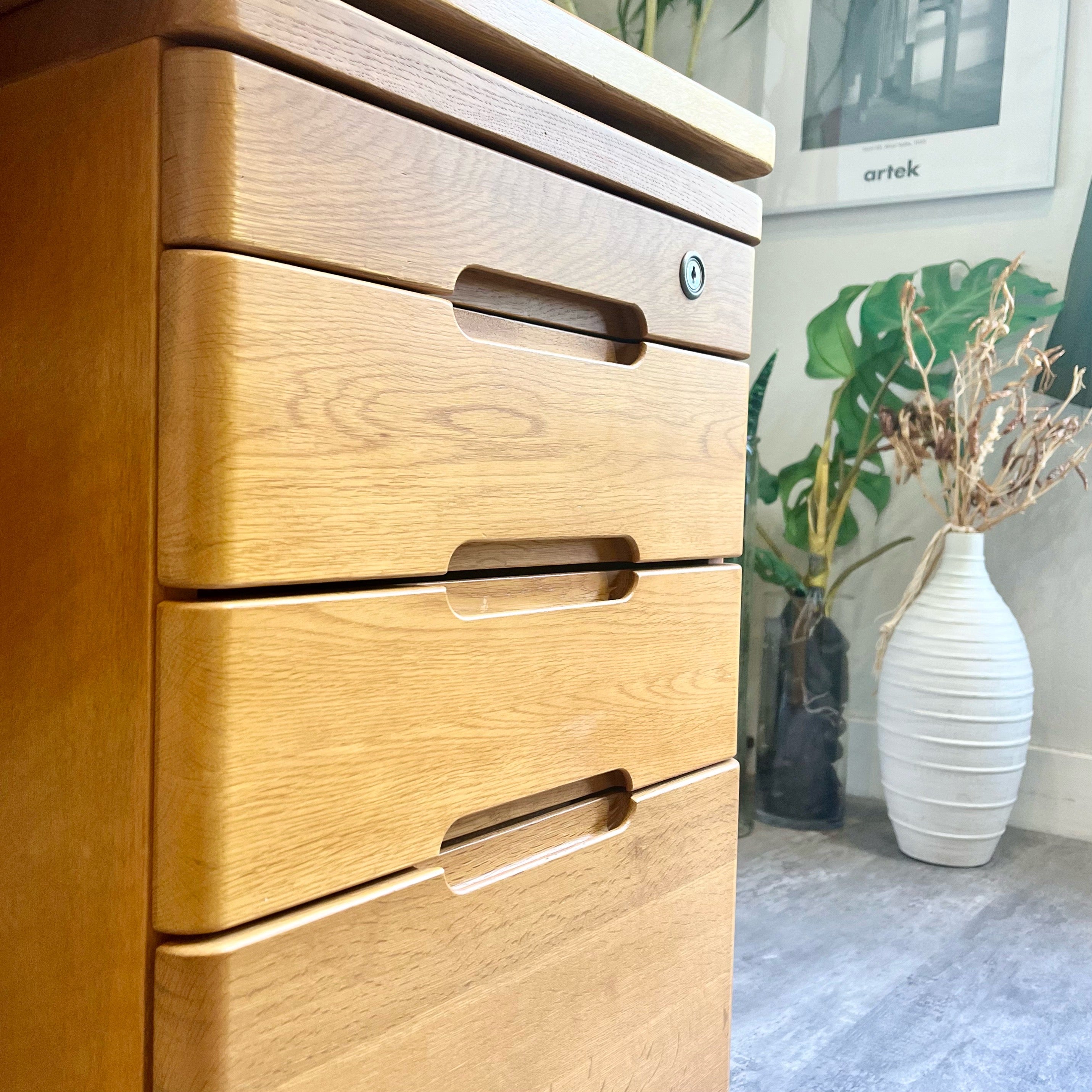 コスガ / KOSUGA 学習机 ナラ材 勉強机 デスク 小学生 組み換え ワゴン付き