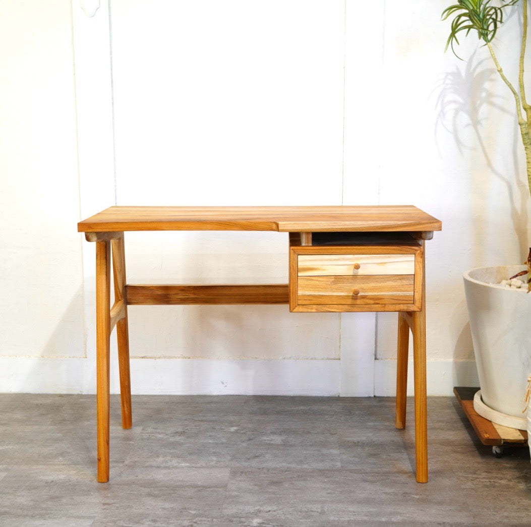 チーク無垢材 片袖デスク 未使用 新品 机 木 小さい 大人 リモート