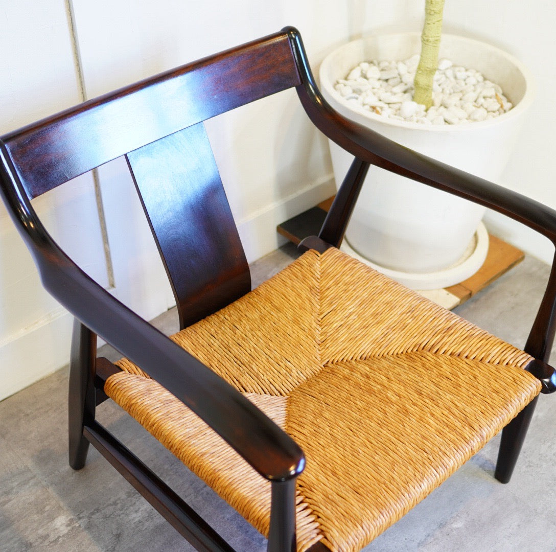 松本民芸家具 #77型 曲肘イス ラッシ編み ヴィンテージ 中古 ミズメザクラ