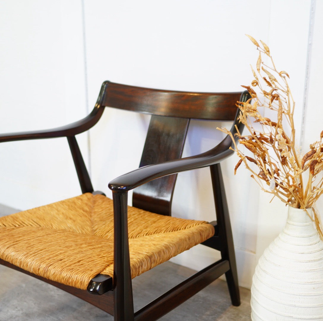 松本民芸家具 #77型 曲肘イス ラッシ編み ヴィンテージ 中古 ミズメザクラ