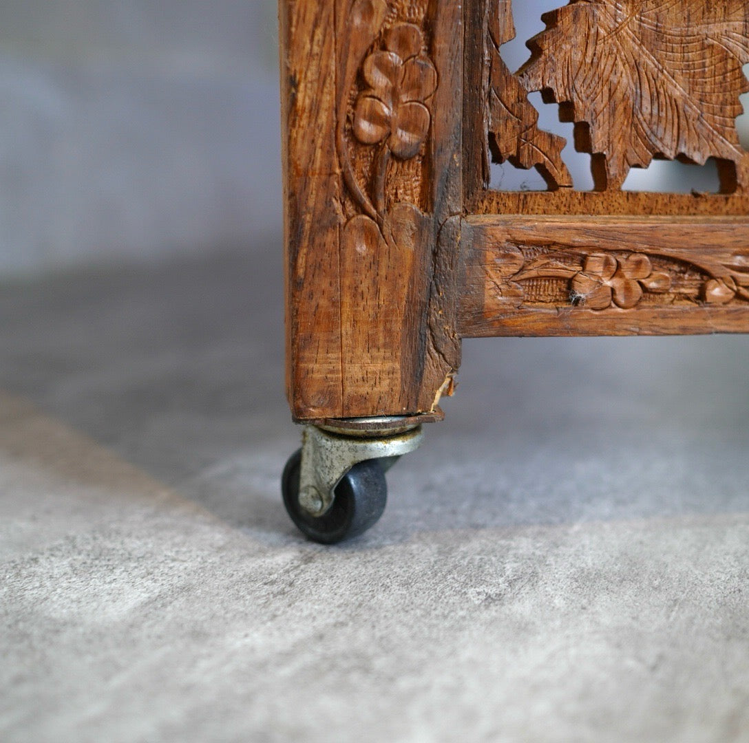 4連パーテーション チーク ヴィンテージ アジアン ぶどう 間仕切り 4連