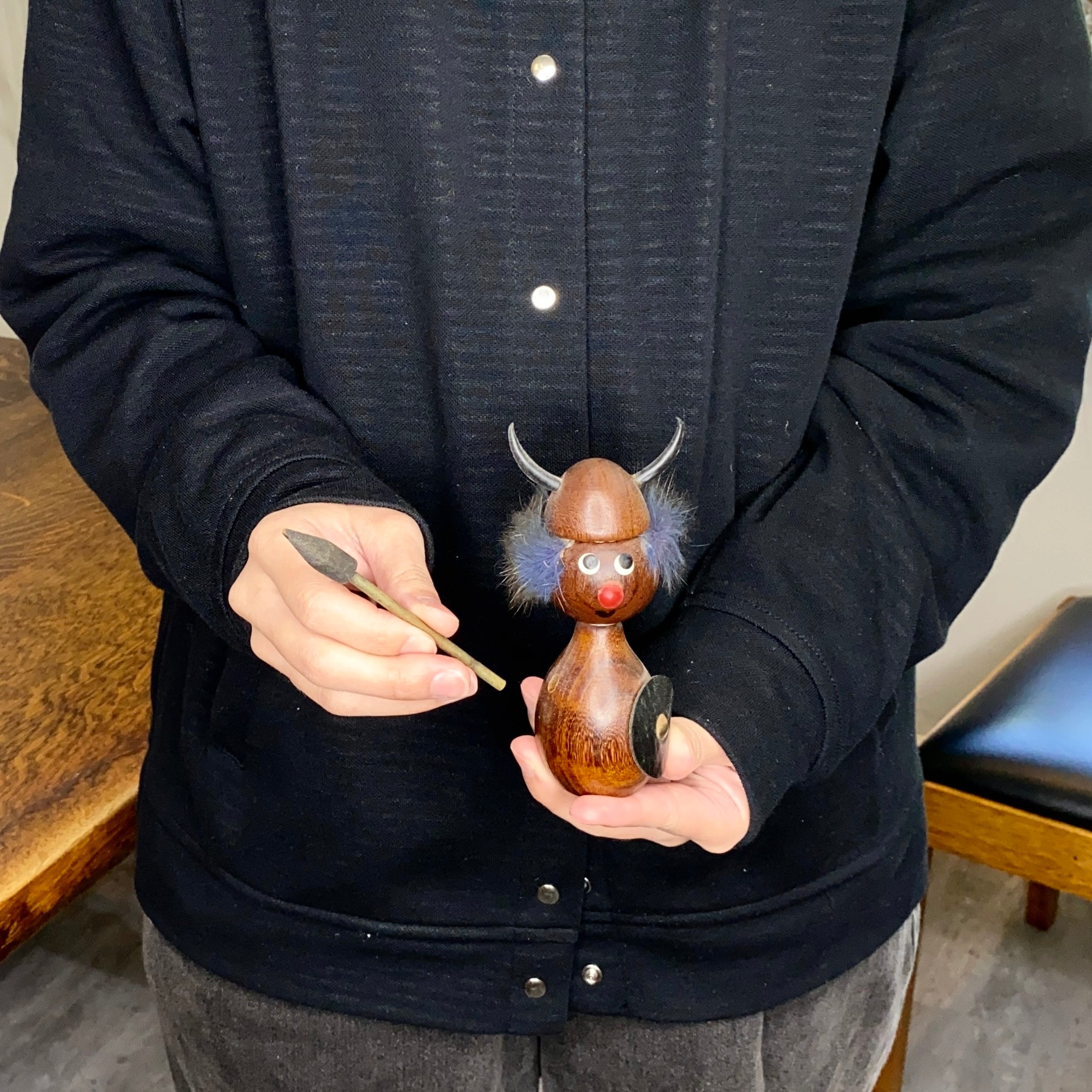 バイキング 人形 ヴィンテージ 北欧雑貨 小物 木製 海賊 御守 伝統工芸