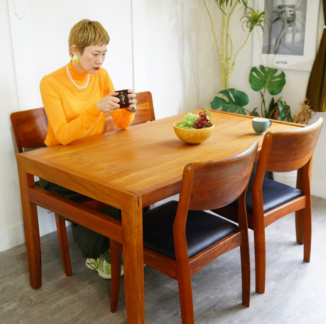 朝日木材加工 BOSCO ダイニングテーブル チーク材 4人家族 コンパクト