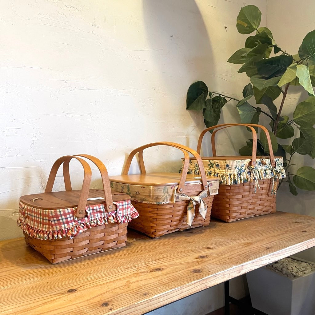 ロンガバーガー/Longaberger バスケット大【4】蓋付きかご カントリー