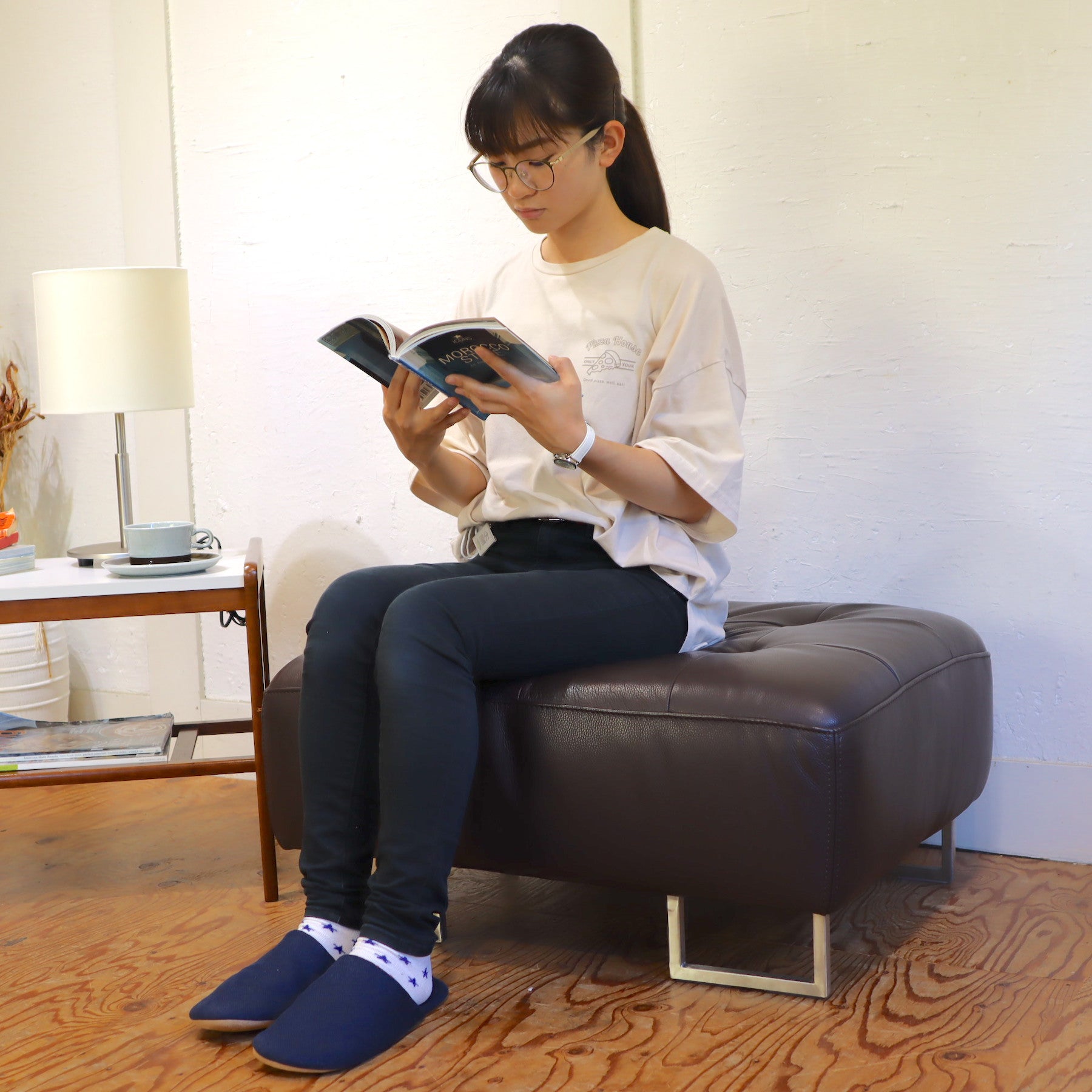 オットマン 大塚家具 革 総革張り ダークブラウン 【公式通販】