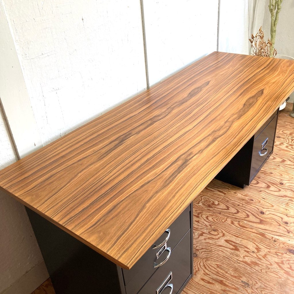 ビスレー / BISLEY 両袖デスク キャビネット 4段 2段 ブラック 木天板