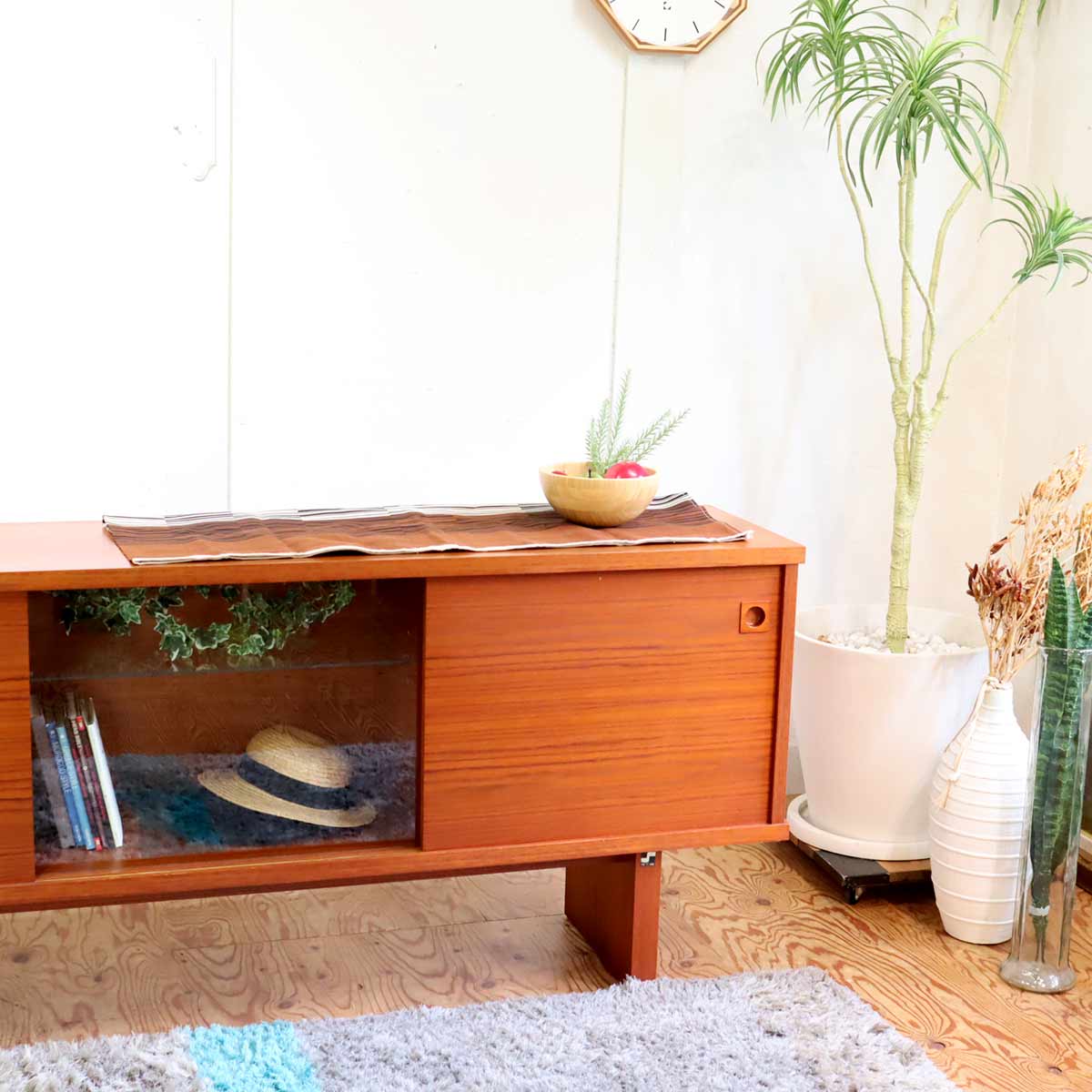 誠工舎 サイドボード キャビネット 飾り棚 チーク材 ジャパン