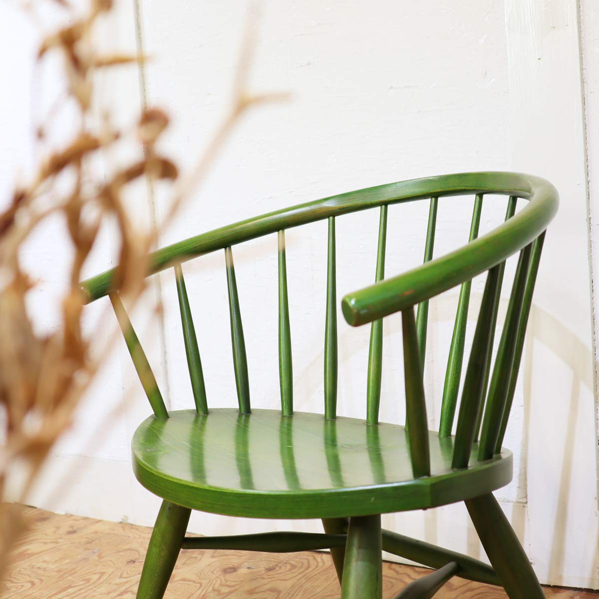 アームチェア グリーン ダイニングチェア チェア スポーク 緑 リーフ