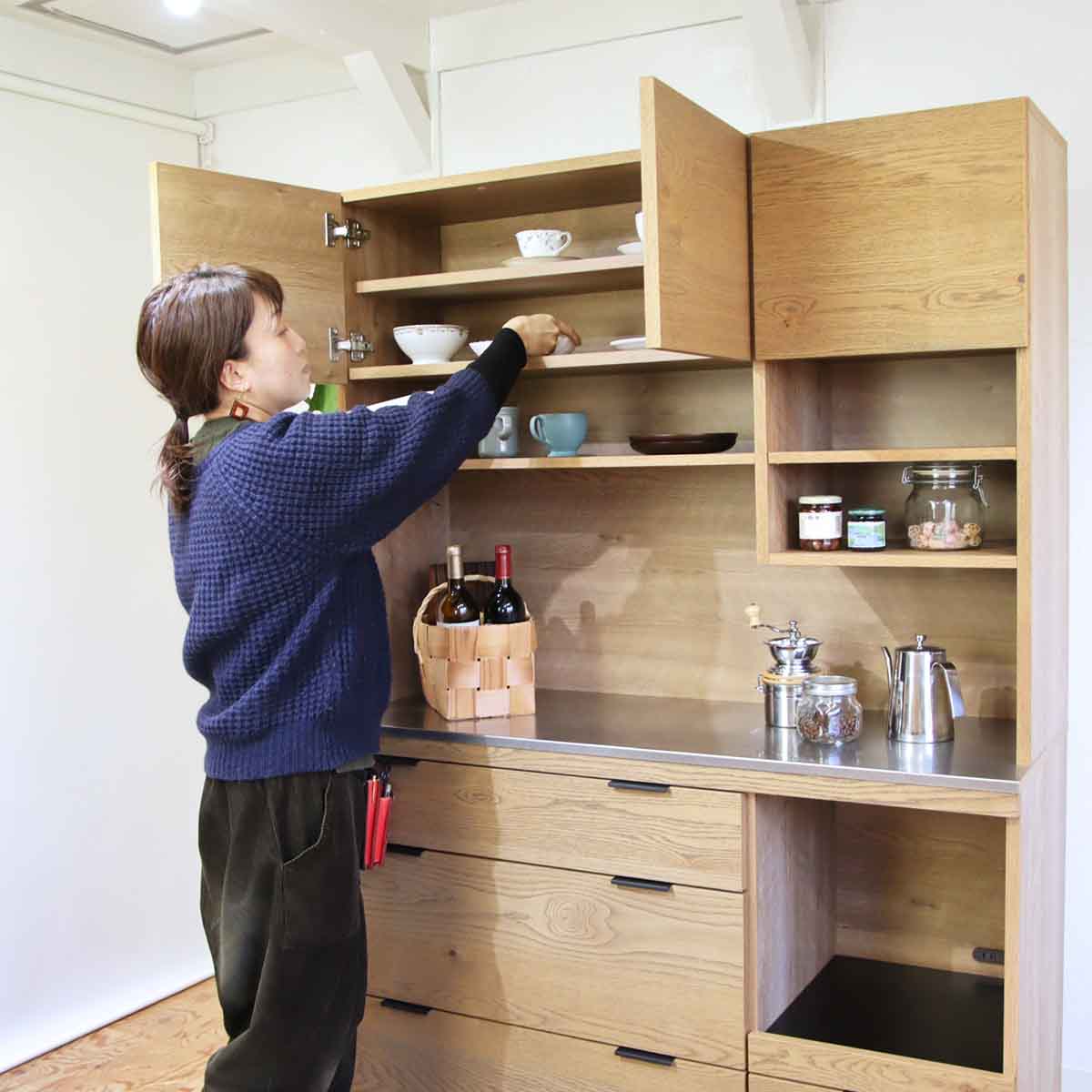 ウニコ / unico アディ キッチンボード 中古 カップボード 食器棚