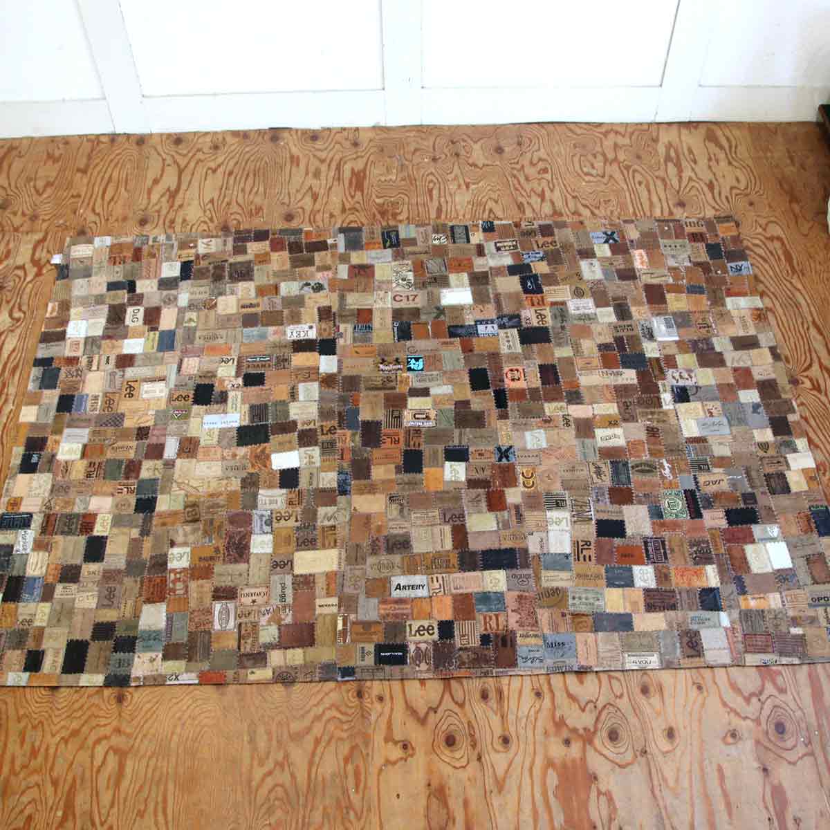 アスプルンド / ASPLUND シャルダ デニム革 パッチワーク ラグマット