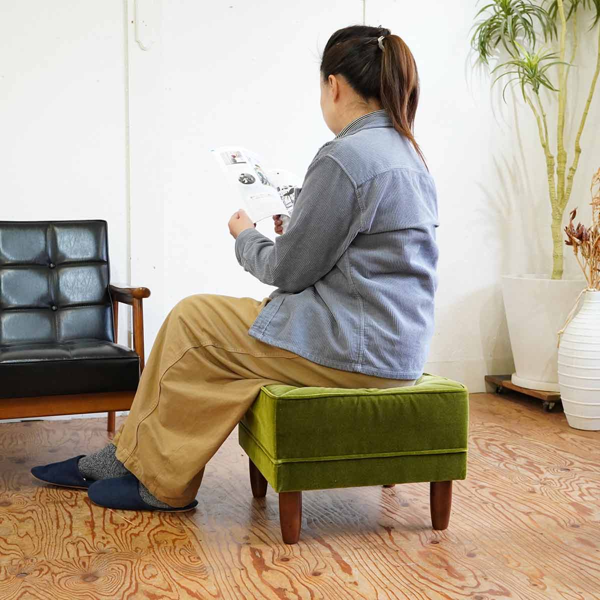 カリモク60 / karimoku60 オットマン モケットグリーン 中古 レトロ