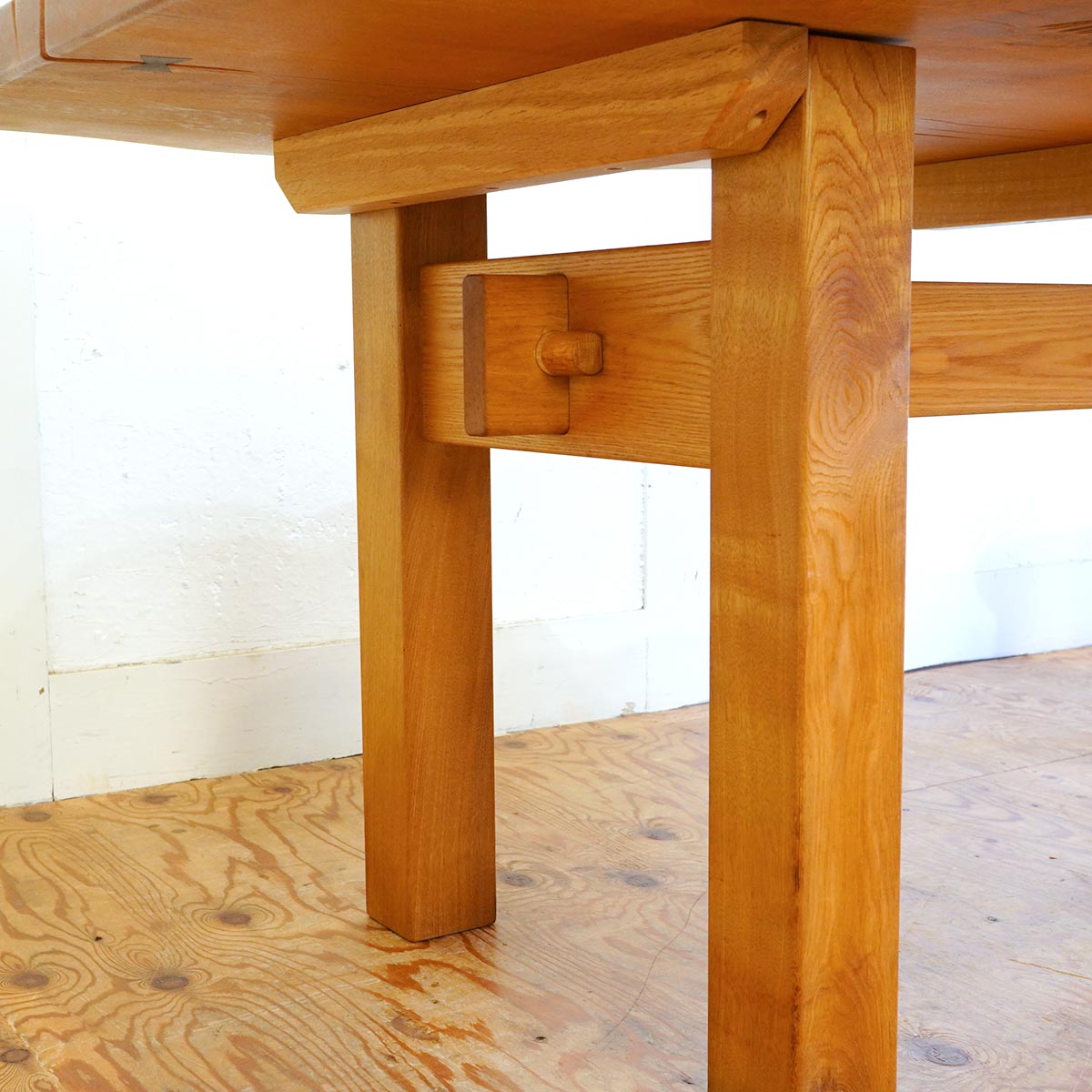 一枚板 テーブル ナラ材 ダイニングテーブル 中古 耳 天然木 オイル