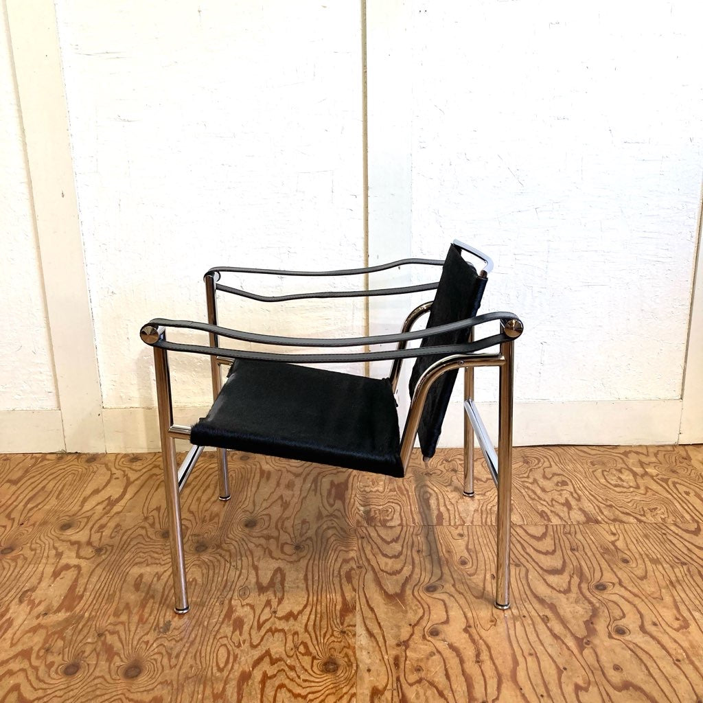 カッシーナ / Cassina LC1 スリングチェア バスキュランチェア 黒毛皮