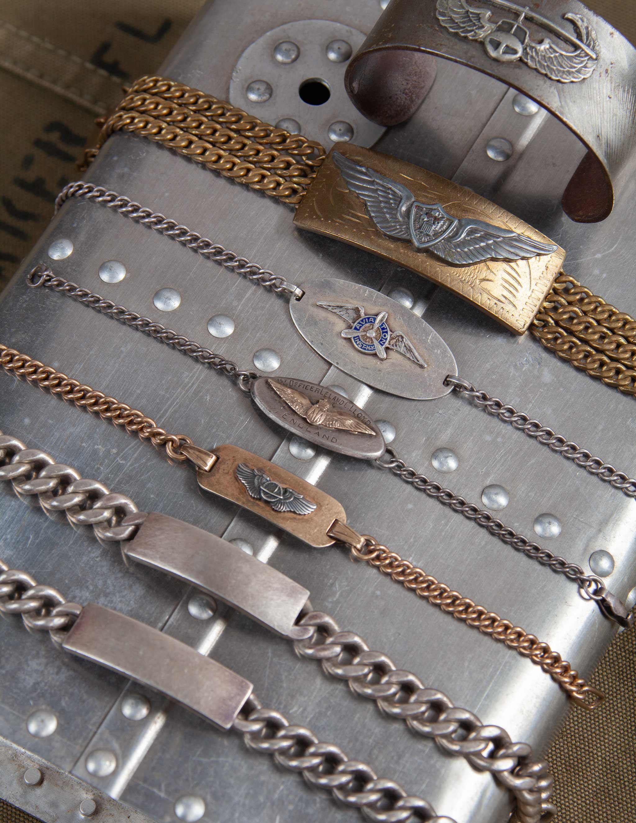 WWII U.S. Army Air Corps Gold-Filled ID Bracelet with Pilot Wings