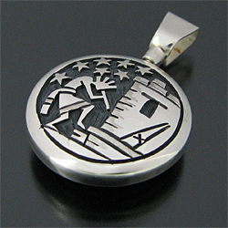 ホピ族 Cheryl Wadsworth ココペリ&メイズ リバーシブル ペンダント