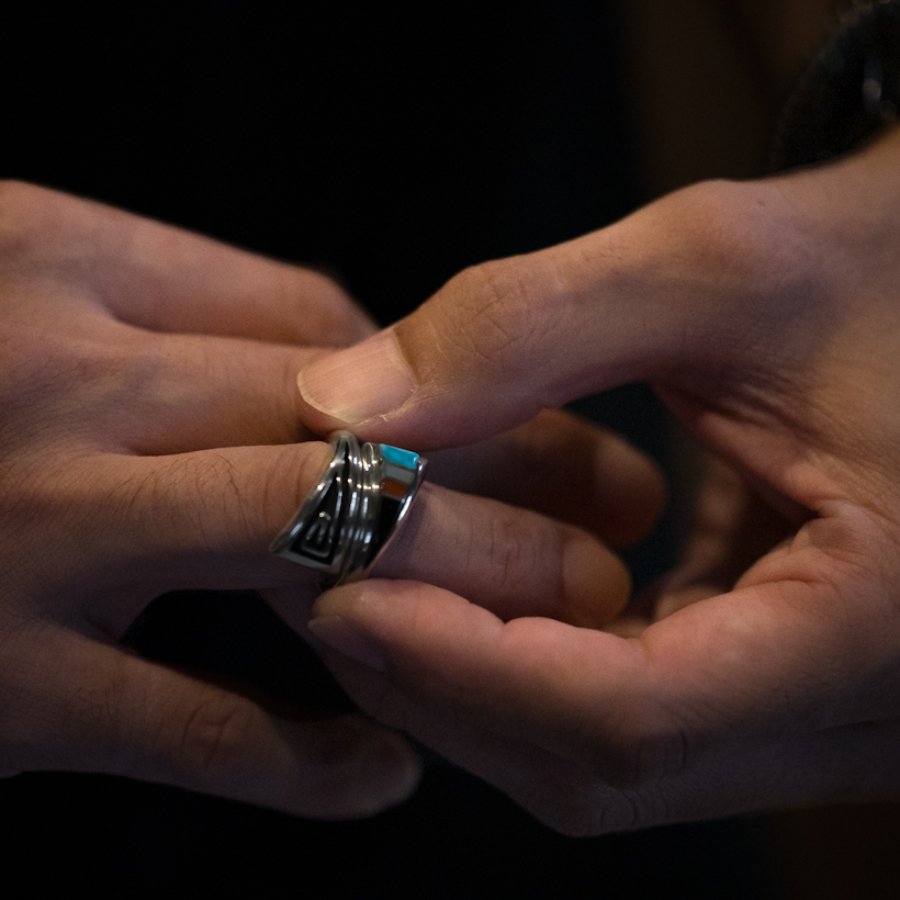 ナバホ族 Albert Nells マルチカラー インレイ リング【送料無料】