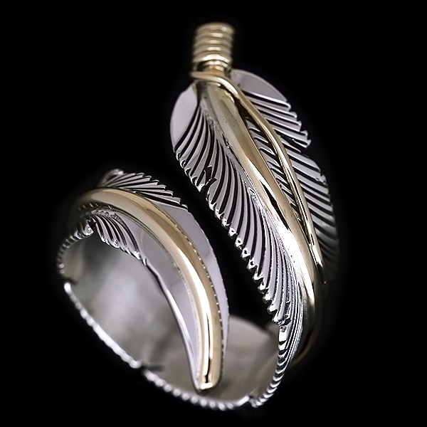 再入荷】ナバホ族 Harvey Mace 12KGF イーグルフェザー リング M