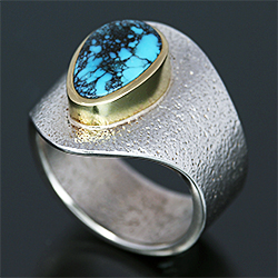 ナバホ族 Darryl Dean Begay ビズビー 18Kベゼル リング 21.5号 【送料