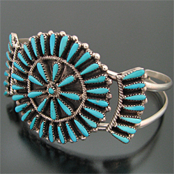 ZUNI族』ニードルポイントターコイズバングルオールドポーン