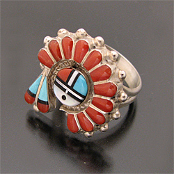 ZUNI/ズニ族 サンフェイス マルチストーン リング 14.5号