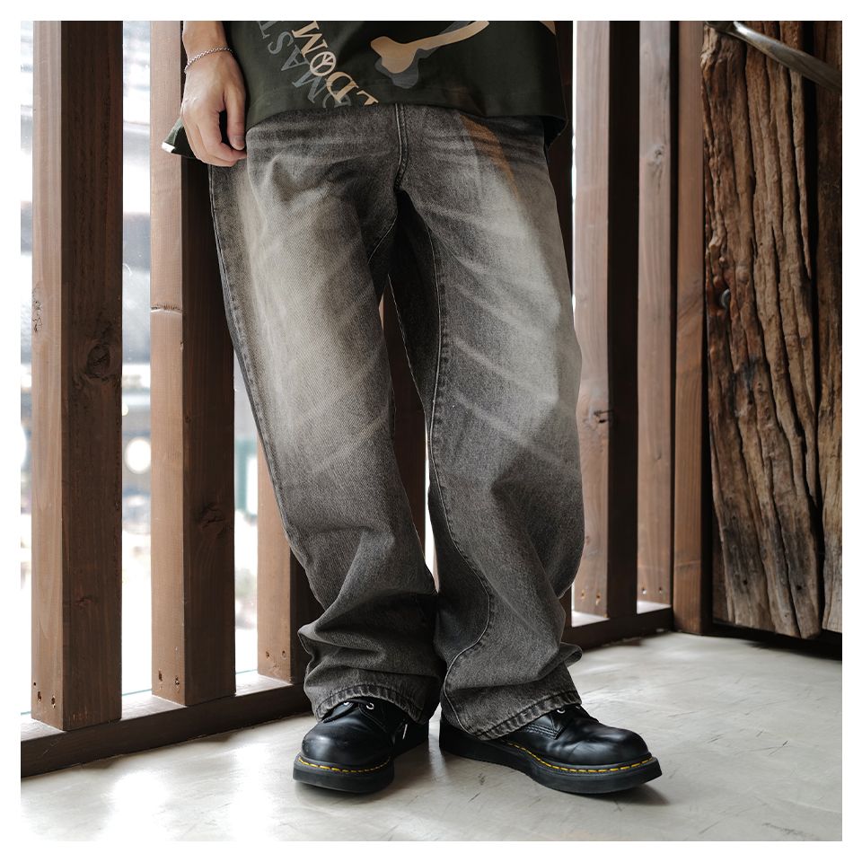 Basketcase - 【Last1 Size36】 LAX BAGGY DENIM, whisker wash | River
