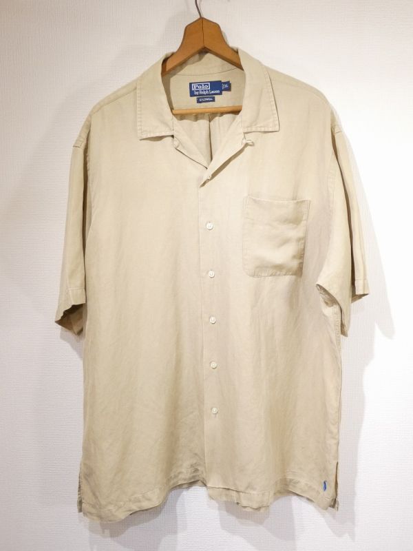 90s Polo Ralph Lauren CALDWELL LINEN SILK OPEN COLLAR S/S SHIRT