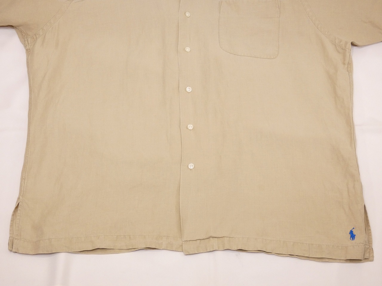 90s Polo Ralph Lauren CALDWELL LINEN SILK OPEN COLLAR S/S SHIRT