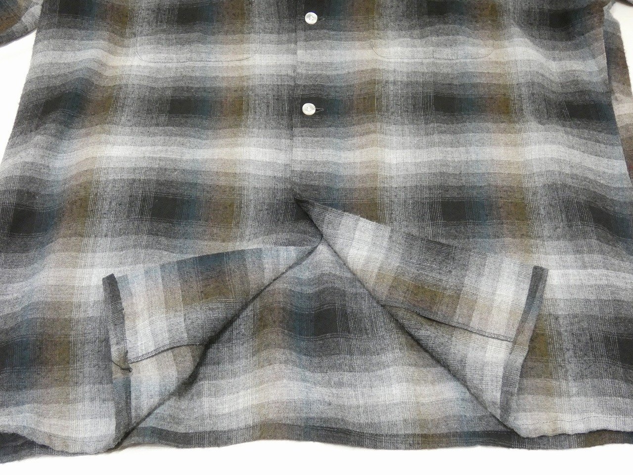 60s ARROW CHEVELLA OMBRE SHADOW CHECK RAYON OPEN COLLAR BOX SHIRT