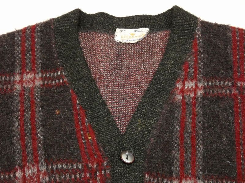 60s 70s Kingsway SIMPSONS SEARS PLAID MOHAIR CARDIGAN - RICUR