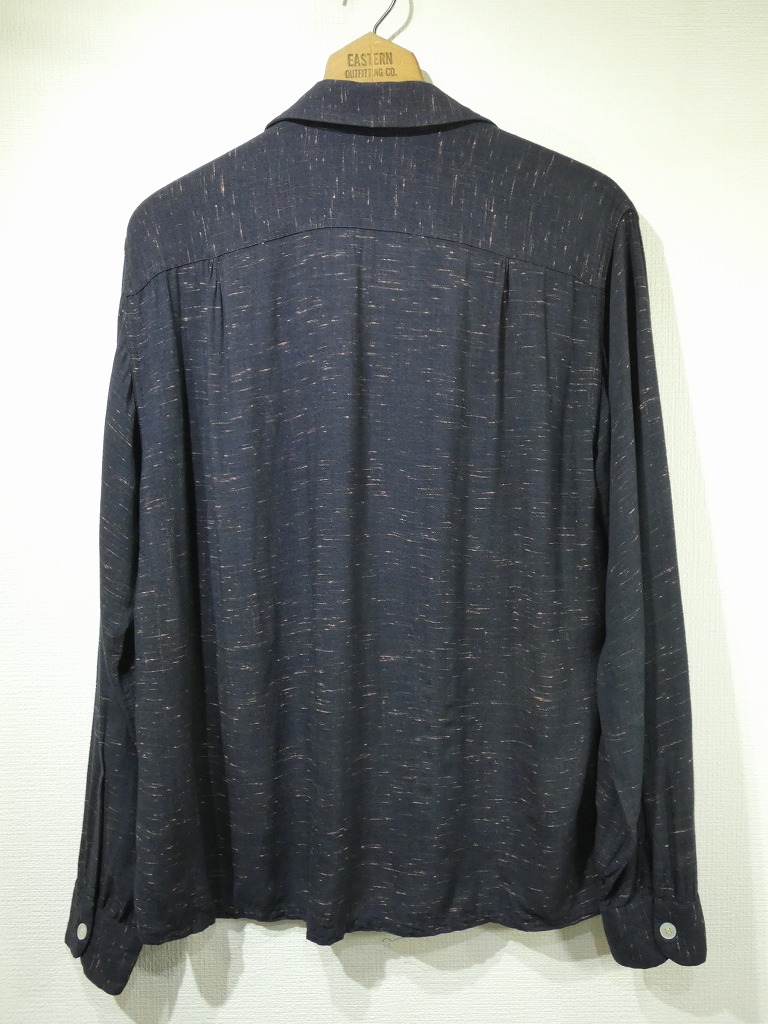 50s VAN HEUSEN C.GRAY PINK FLECK NEP RAYON OPEN COLLAR SHIRT - RICUR