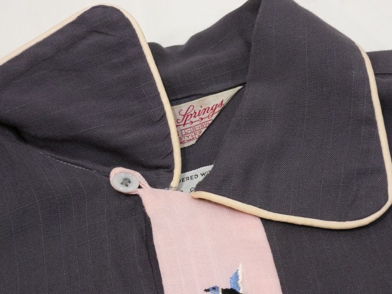 50s Palm Springs by ELTON GRAY PINK PULLOVER RAYON BOX SHIRT - RICUR