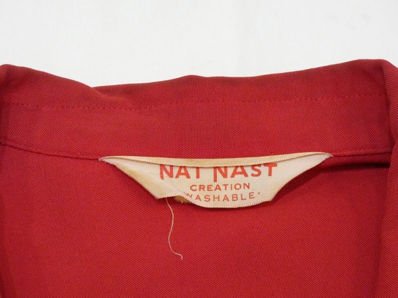 50s NAT NAST RAYON BOWLING SHIRT with VENTILATION HOLES - RICUR