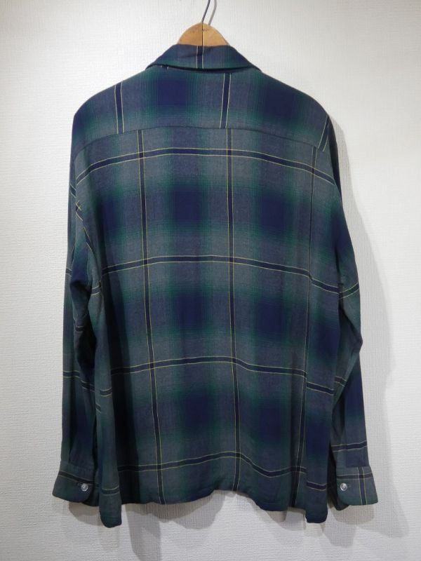 70s MONTGOMERY WARD OMBRE SHADOW PLAID CHECK RAYON BOX SHIRT - RICUR