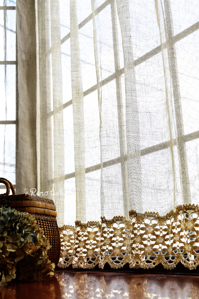 フランスリネンレース(フランス産）＆ボビンレース付き 1つ山 リネン