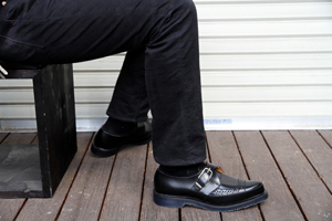 ジョージコックス4067ブラックレザー ブラックインターレース／ROCK