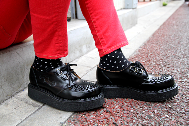 ジョージコックス14150ブラックレザー×ブラックレザーfホール