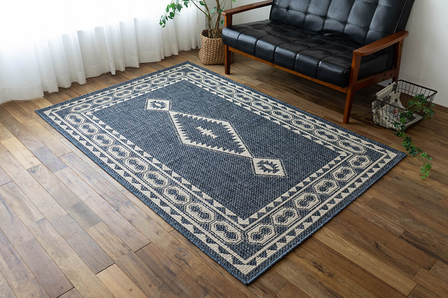 アジアンテイストなキリム柄の平織りラグ 193x250 cm 3畳｜輸入絨毯