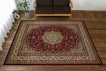 トルコ製ペルシャデザインのウィルトン織りラグ 約 340×340 cm 8畳