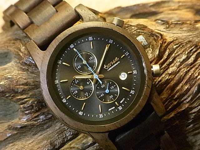 クロノグラフ木製腕時計