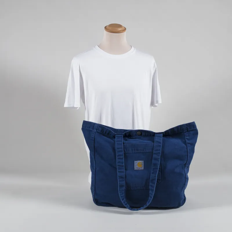 Carhartt WIP Shoulder Garrison Tote Bag Elder Blue Stone Dyed