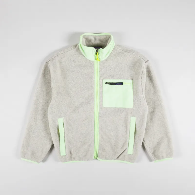 Patagonia Womens Synchilla Fleece Jacket Oatmeal Salamander Green