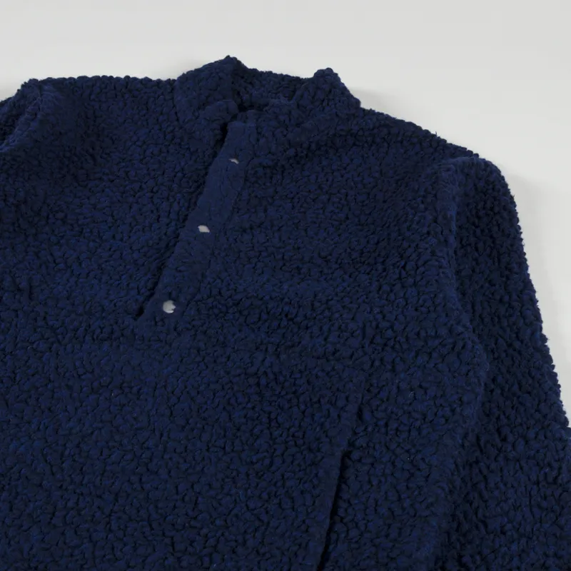 Folk Mens Boxy Funnel Fleece Pullover Jacket Navy