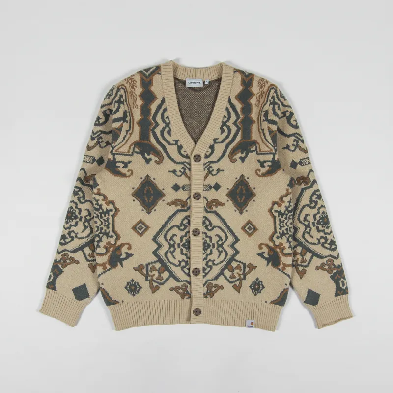 Carhartt WIP Mens Verse Cardigan Jacquard Dusty H Brown