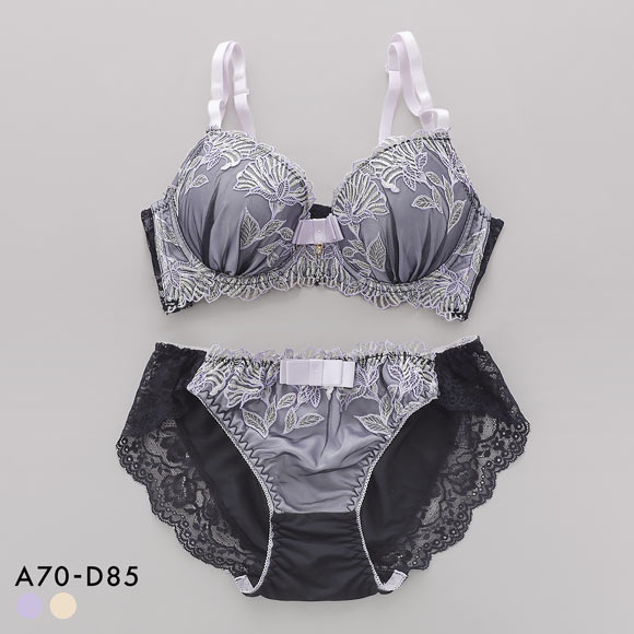 サンエイ 脇高 ボタニカルフラワー刺繍 ブラセット ABCD 脇肉 はみ肉