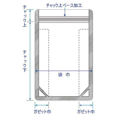 チャック付き大型ガゼット袋（32+300×170mm）/MC33WB-NY17S/測定/包装