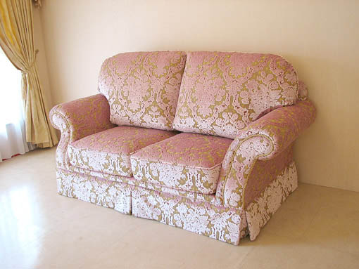 ソファ フィガロ2P 金華山織りピンクの花かご柄｜布張りソファ（椅子