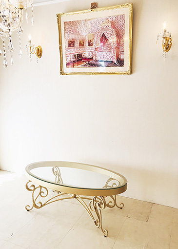 センターテーブル オーバル アイアン クラシック ゴールド色｜センター