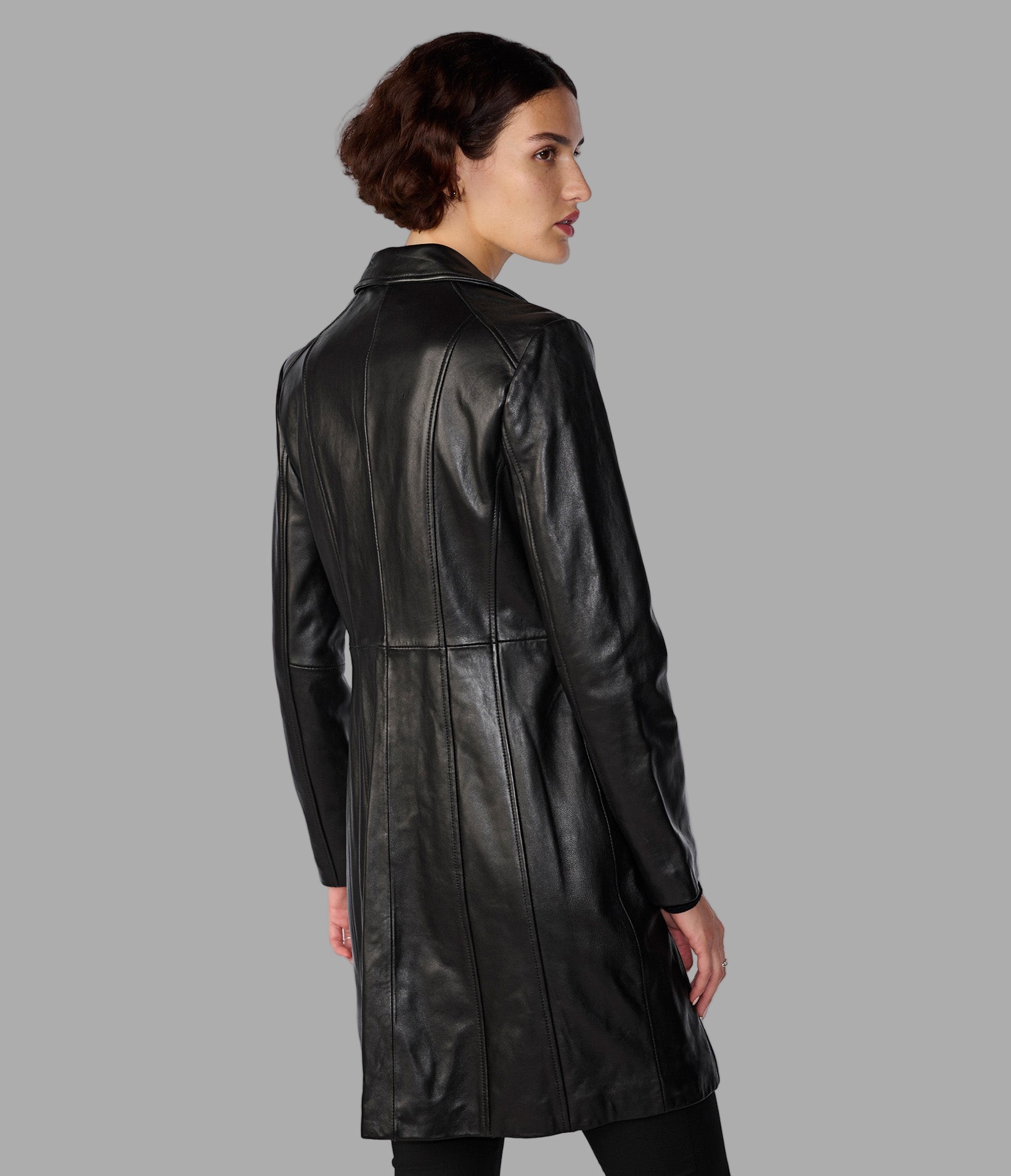 Nora Button Down Leather Trench Coat | Wilsons Leather